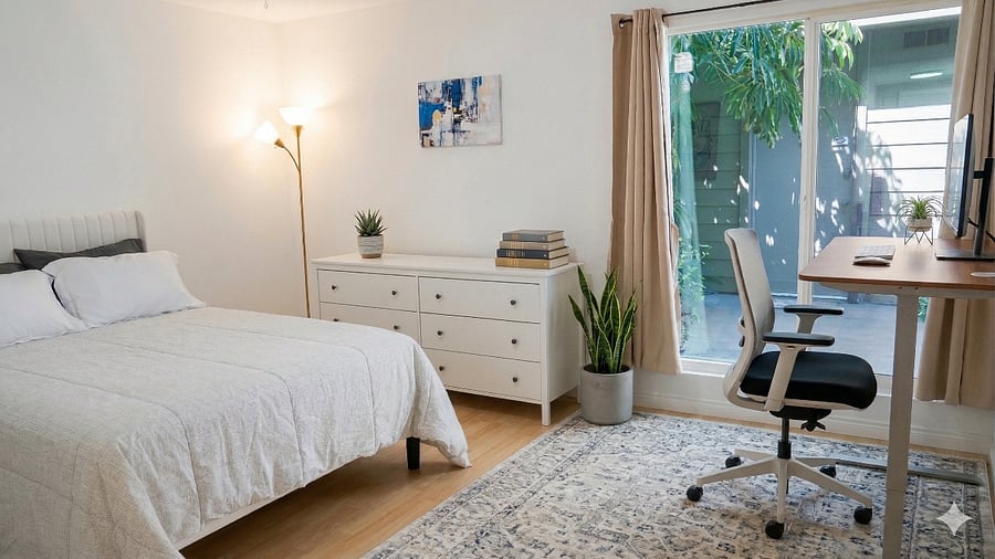 New Linens, New Mattresses, and Home Office Setup: Electric Standing Desk, Office Chair, and Computer Screen