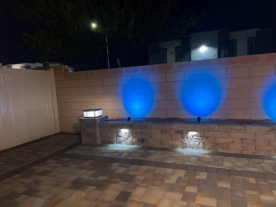 Backyard with lights