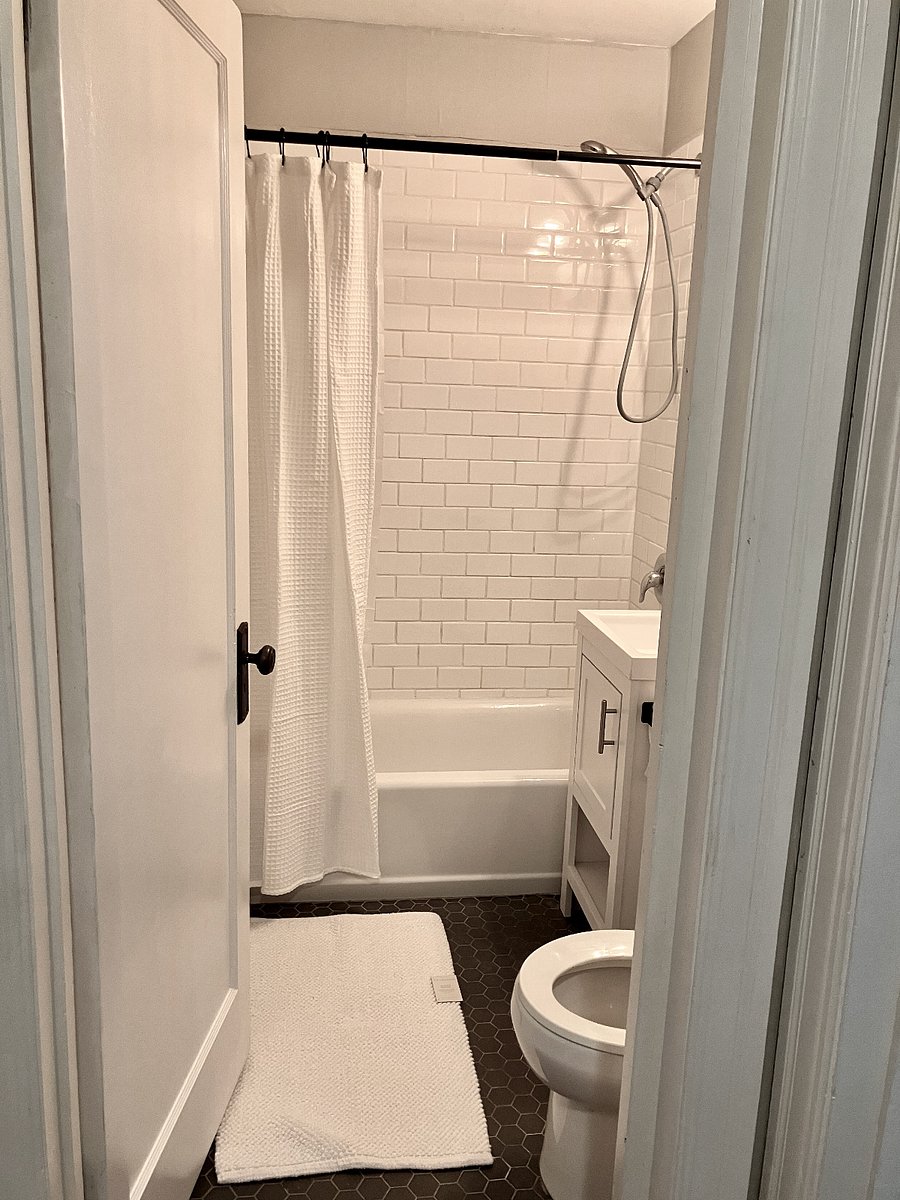 The bathroom is bright and clean.