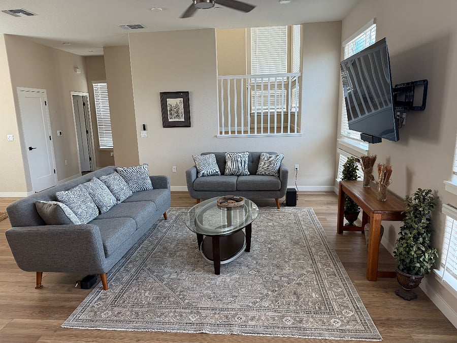 Family Room with 65 inch TV