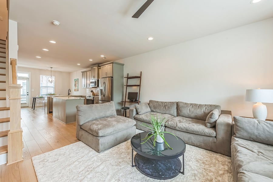 Large Comfortable Living Area With Small Office Desk