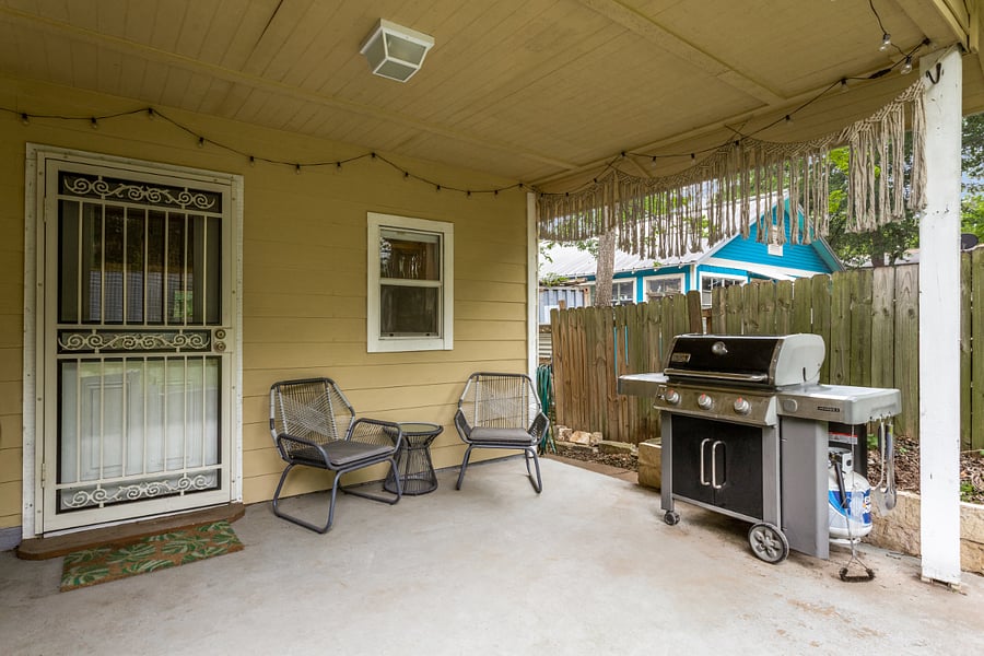 Back patio with gas grill.