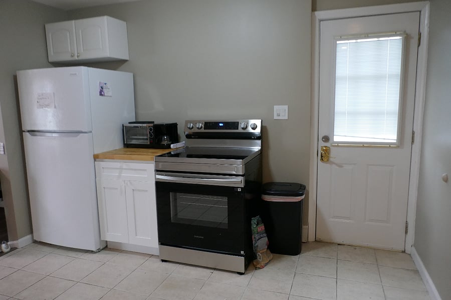 Full Kitchen with all new appliances! Toaster oven has a coffee maker and a cooktop!