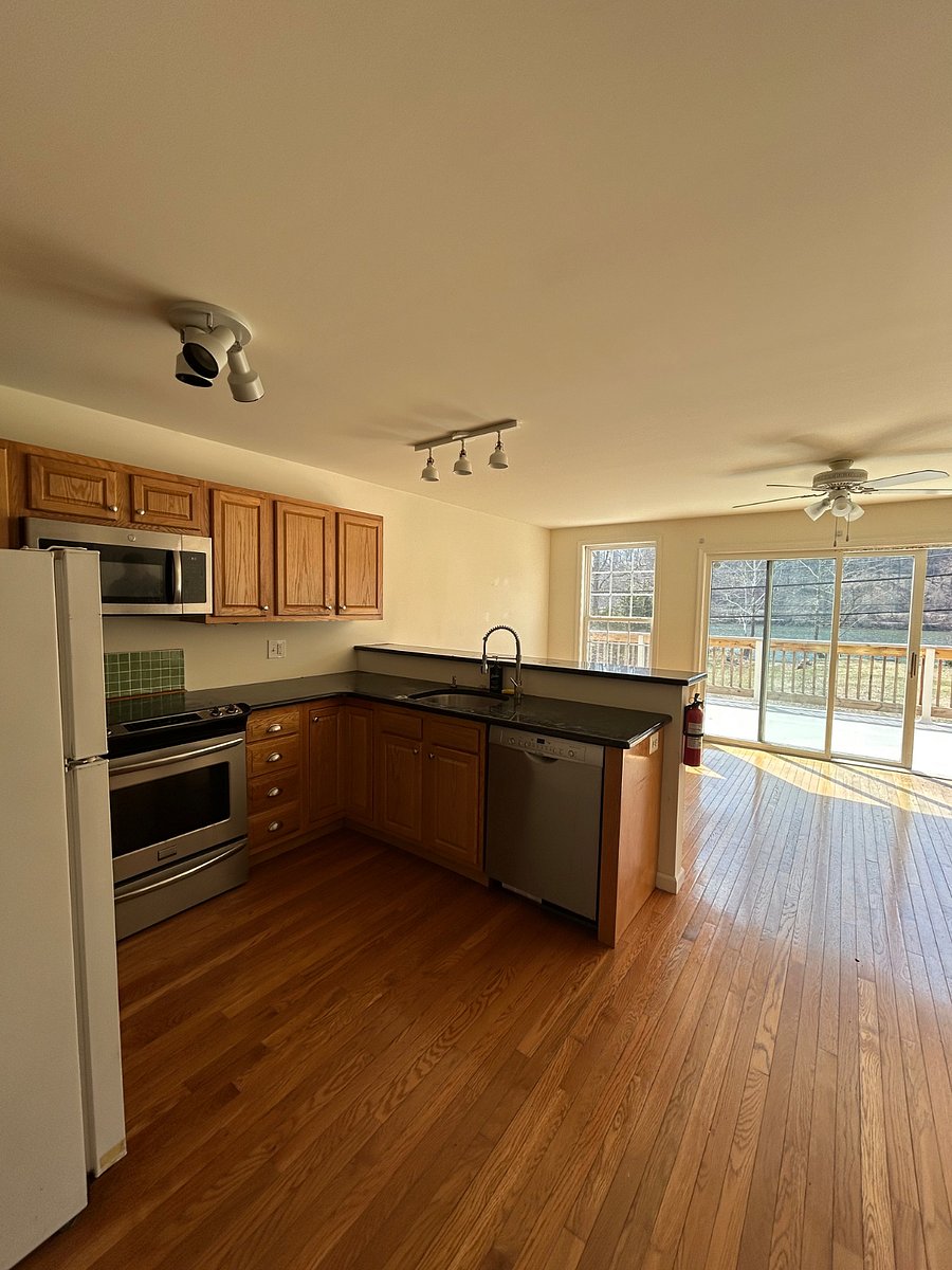 View from kitchen area with stainless appliances