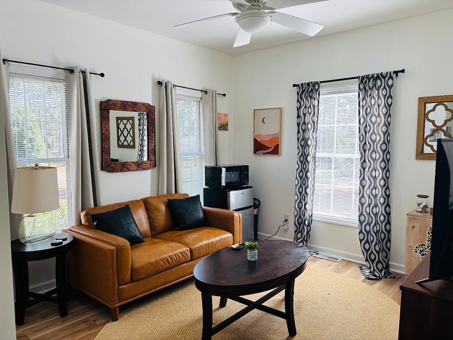 Your personal lounge/living room/kitchenette includes a tv, fridge/freezer, microwave, and coffee station!