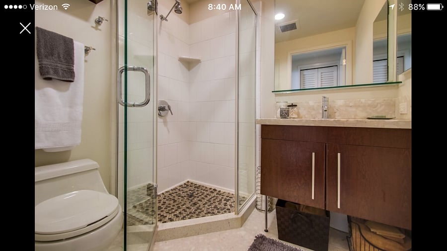 Guest 2nd bathroom with shower, sink and toilet 