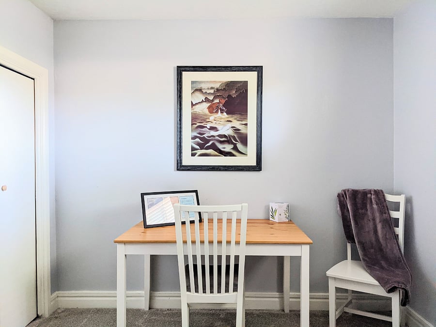 King Tuft & Needle mattress (no harmful chemicals) downstairs bedroom. Blackout curtains. Private desk/work station. Large smart TV with Amazon firestick. 