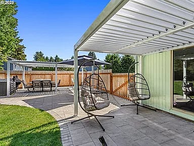 Dining Set and Pergola's included, Egg chairs and BBQ's not included.