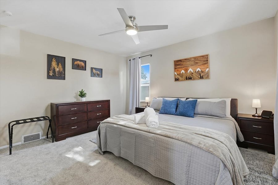 King bed in master bedroom
