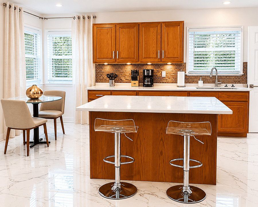 Plenty of counter space for meal prep.