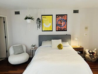 Bedroom with Full Bed and En Suite Bathroom with Shower