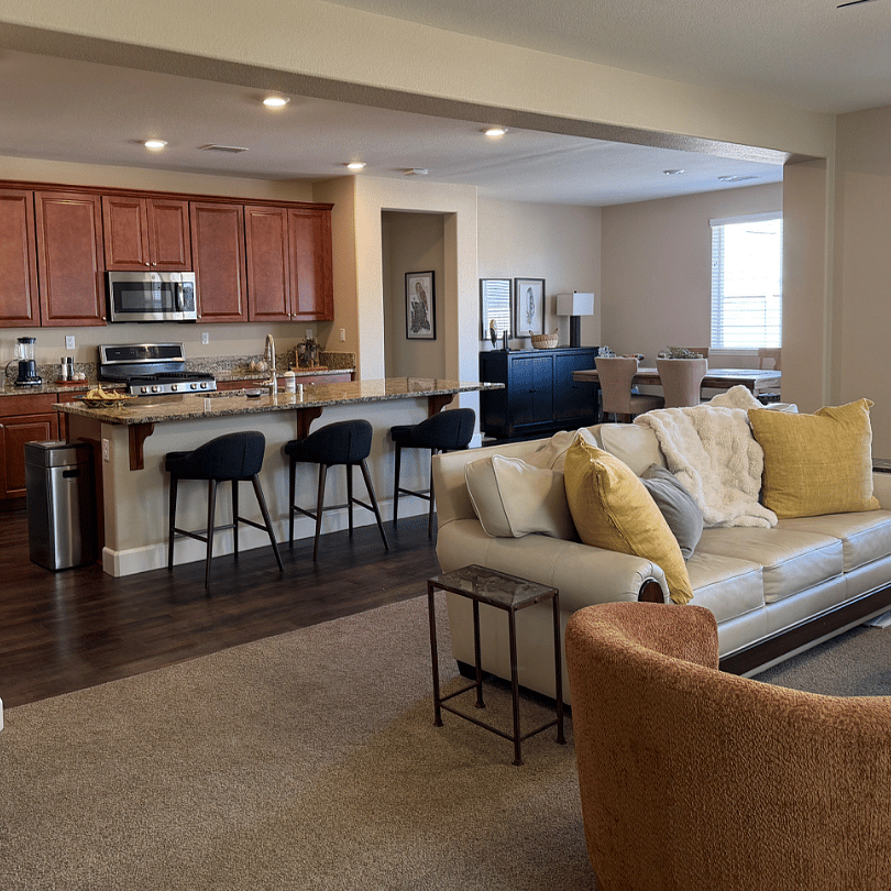 Kitchen and family room