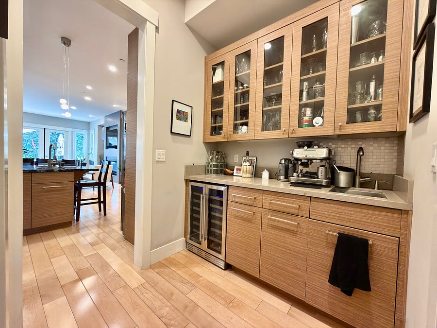 Butlers pantry with wine fridge and sink