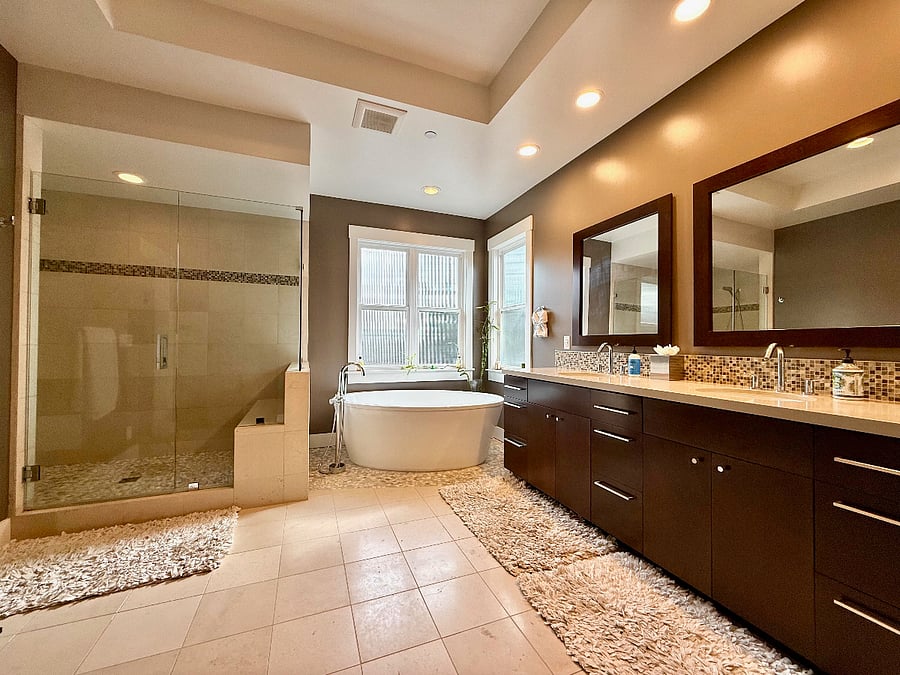 Spa like bathroom in upstairs primary suite.