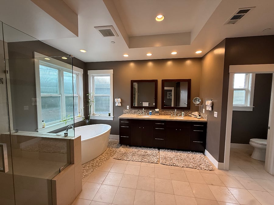 Soak away in the tub or enjoy a rain shower in the oversized shower.