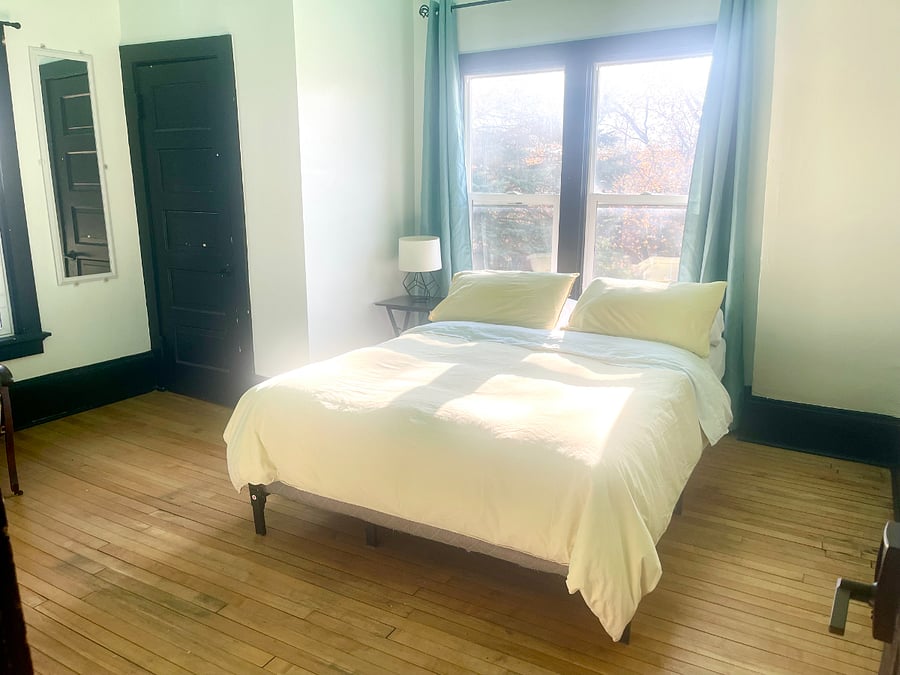 Bedroom 4: Queen size bed, mini-fridge, single-serve coffee maker and attached bathroom
