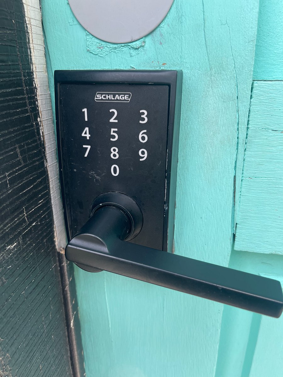 Keyless entry on front and back doors and each bedroom. Each guest will be given a unique code for easy access