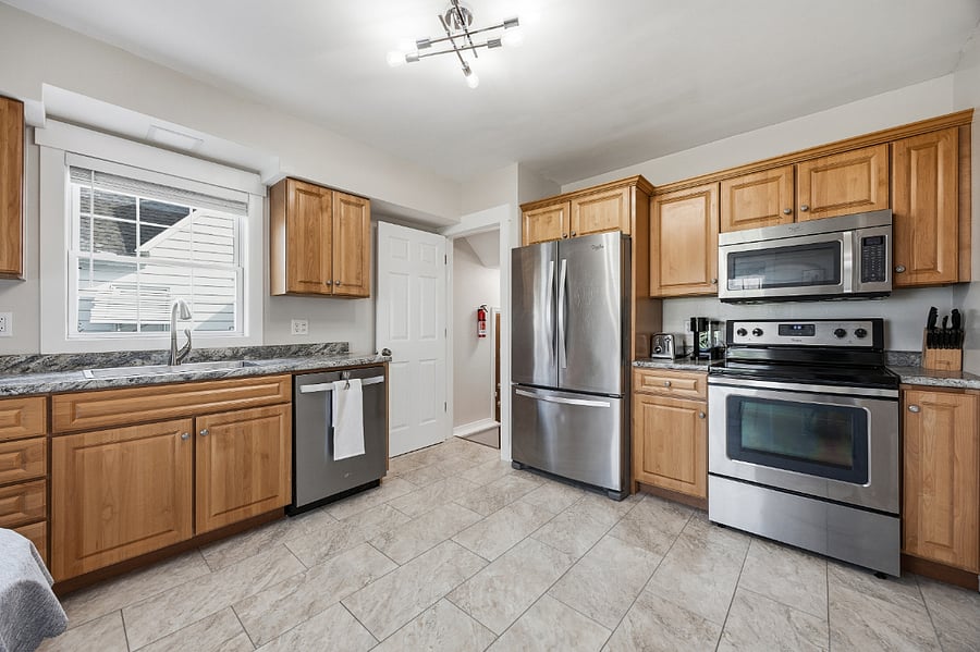 Updated kitchen with modern appliances