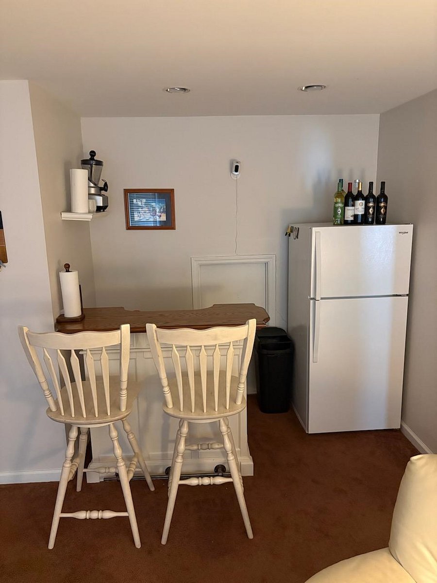 Bar area with full size refrigerator and blender