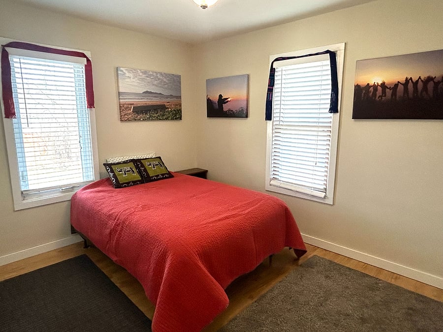 Bedroom 2 "Guatemala" with full size bed with closet.