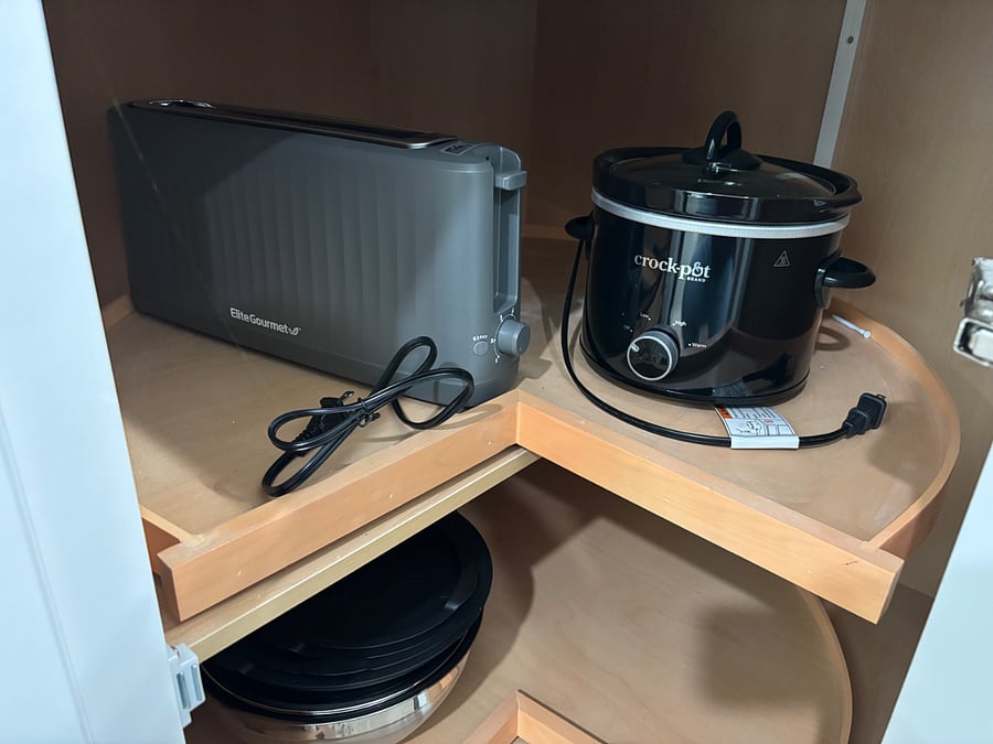 Wide slice toaster; small crock pot.