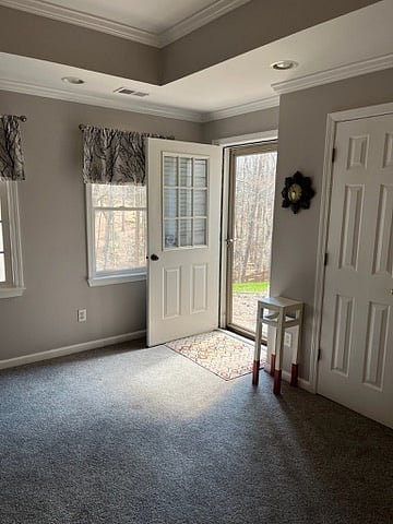 Interior entrance space - view of backyard.