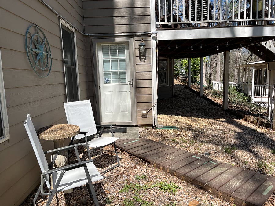 Outside entrance and patio area (for basement tenant). No smoking please.