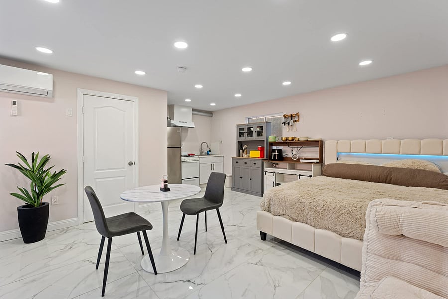Bright, modern living area with comfortable seating.