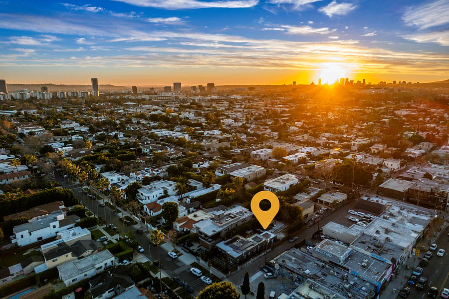 Aerial view at sunset near your central LA location