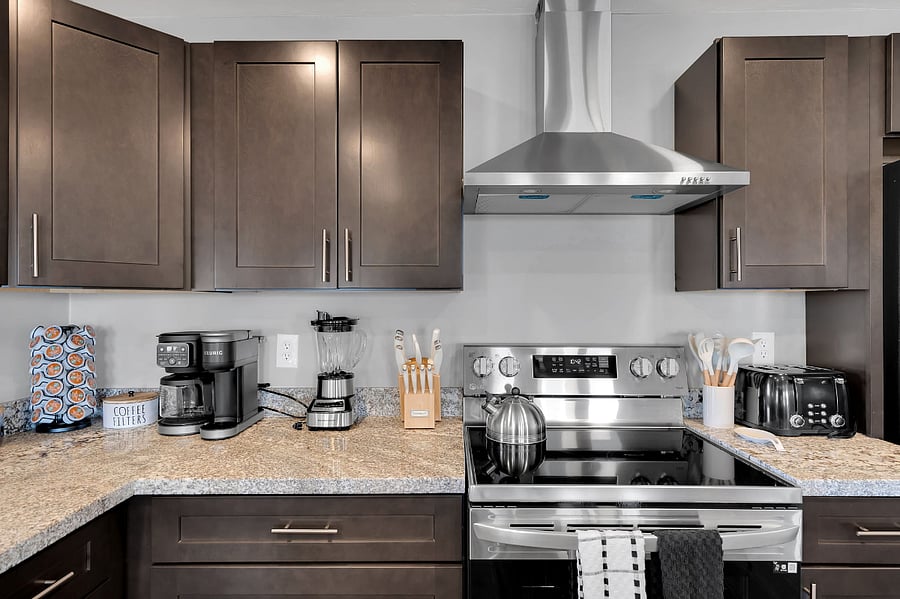 Enjoy a meal or work session at this cozy dining nook with a sturdy table and comfortable chairs. The bright, airy space makes dining and conversation effortless.