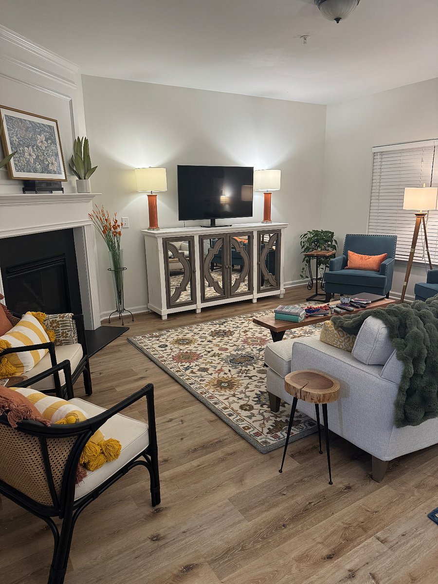 Living room, including fireplace