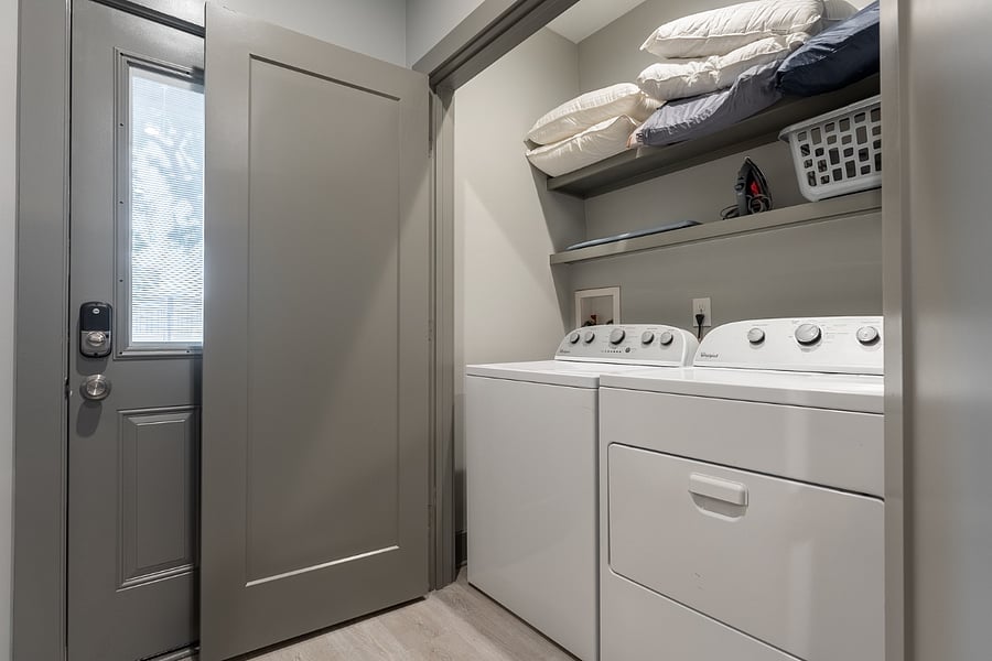 laundry near back door to patio