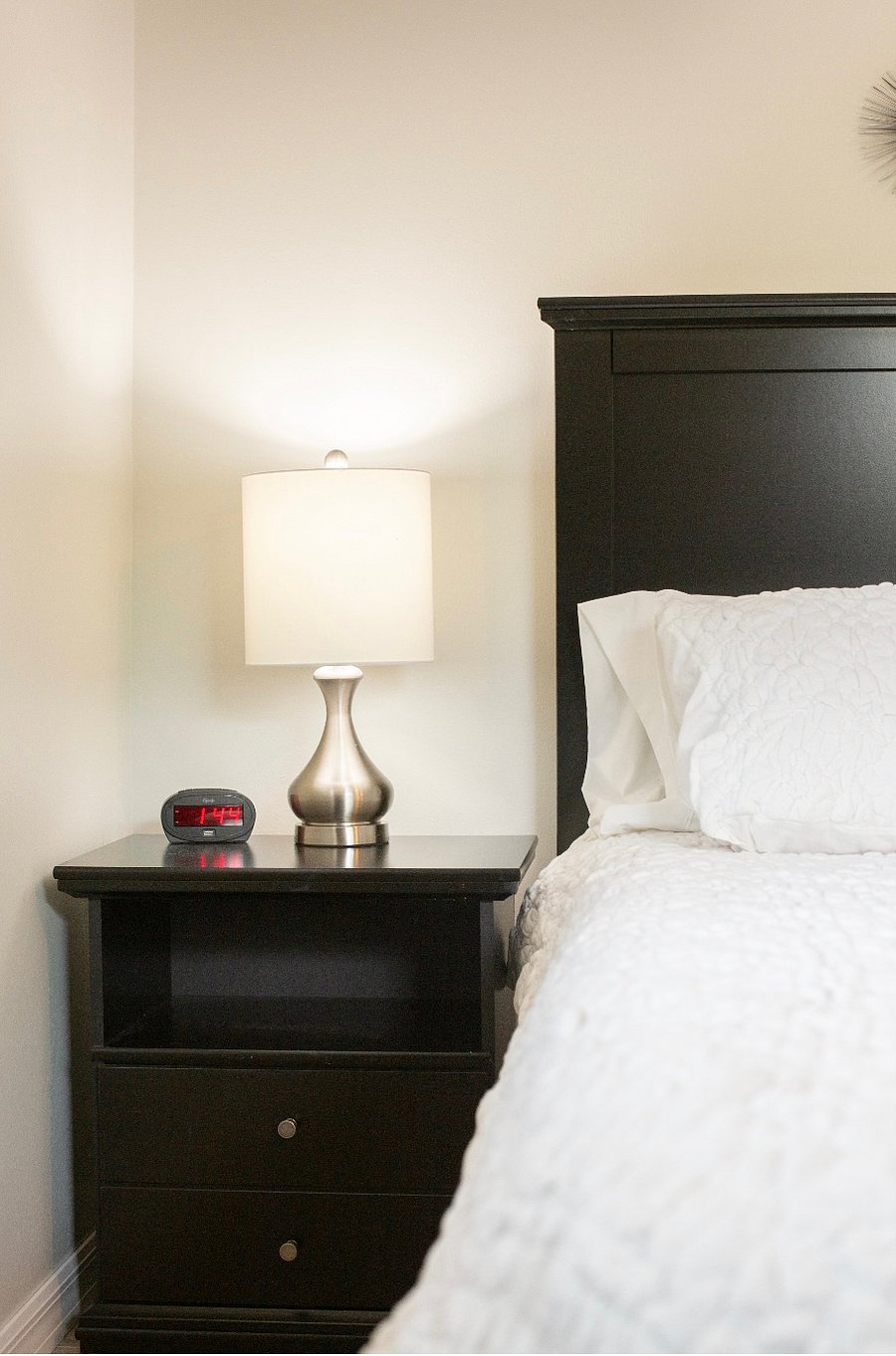 King bedroom with updated platform bed with memory foam mattress (not pictured)