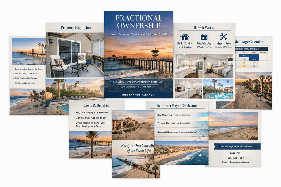 Offering fractional sale quarter or half ownership