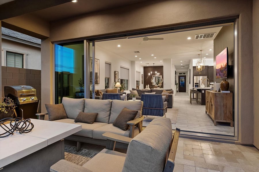 The sliding glass pocket doors open to the backyard making the house feel much larger than it is.