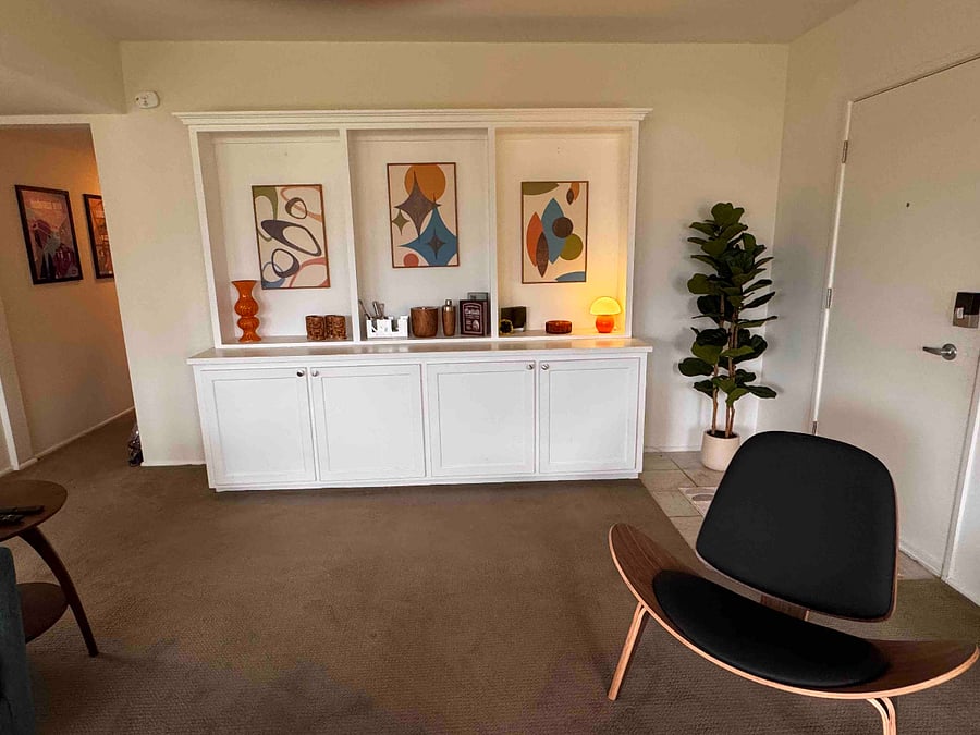 Front door and living room