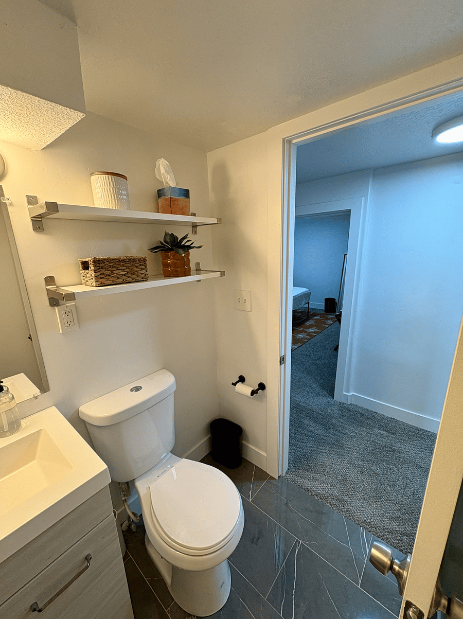 Dedicated bathroom across from your bedroom with full bath/shower combo.