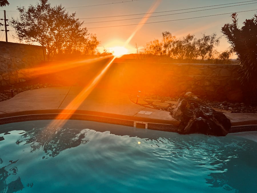Beautiful Sunset by the Pool
