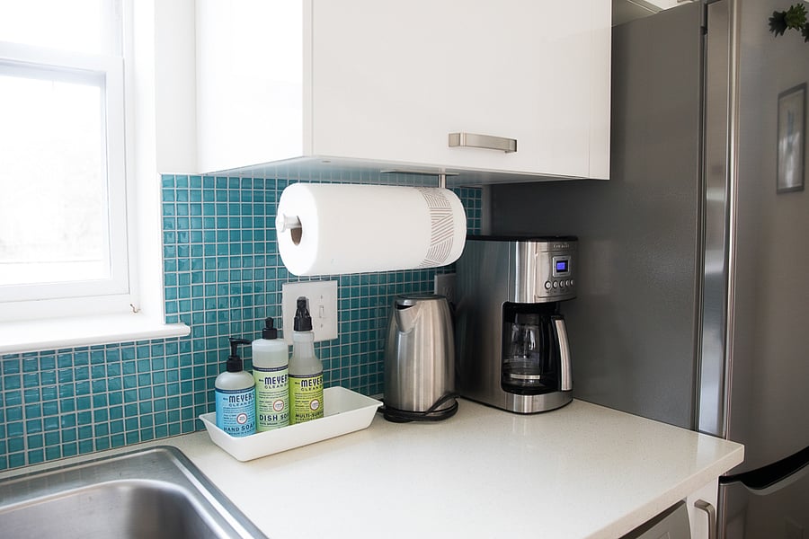 Kitchen comes equipped with electric kettle, coffee maker, toaster, dishwasher, cookware and bakeware.
