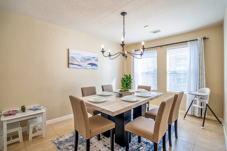 Dining room with high chair