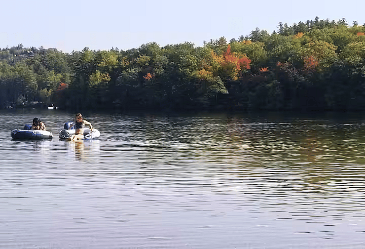 You can use our canoe to explore North Pond, South Pond, and Round Pond. It is locked up on the shore for easy access.