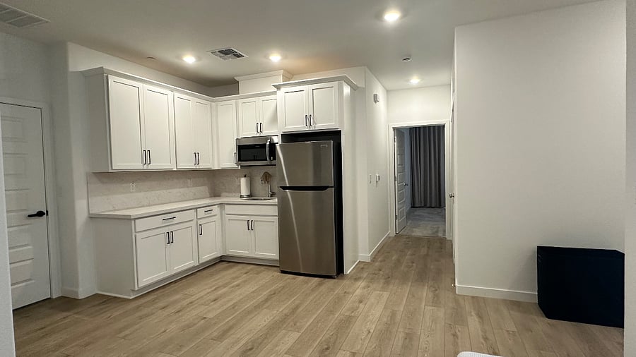 Kitchen and hallways