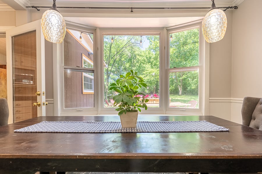 Large bay window overlooking the back yard.