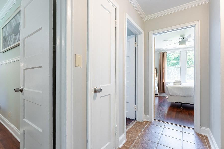 Bright hallway to bedrooms.