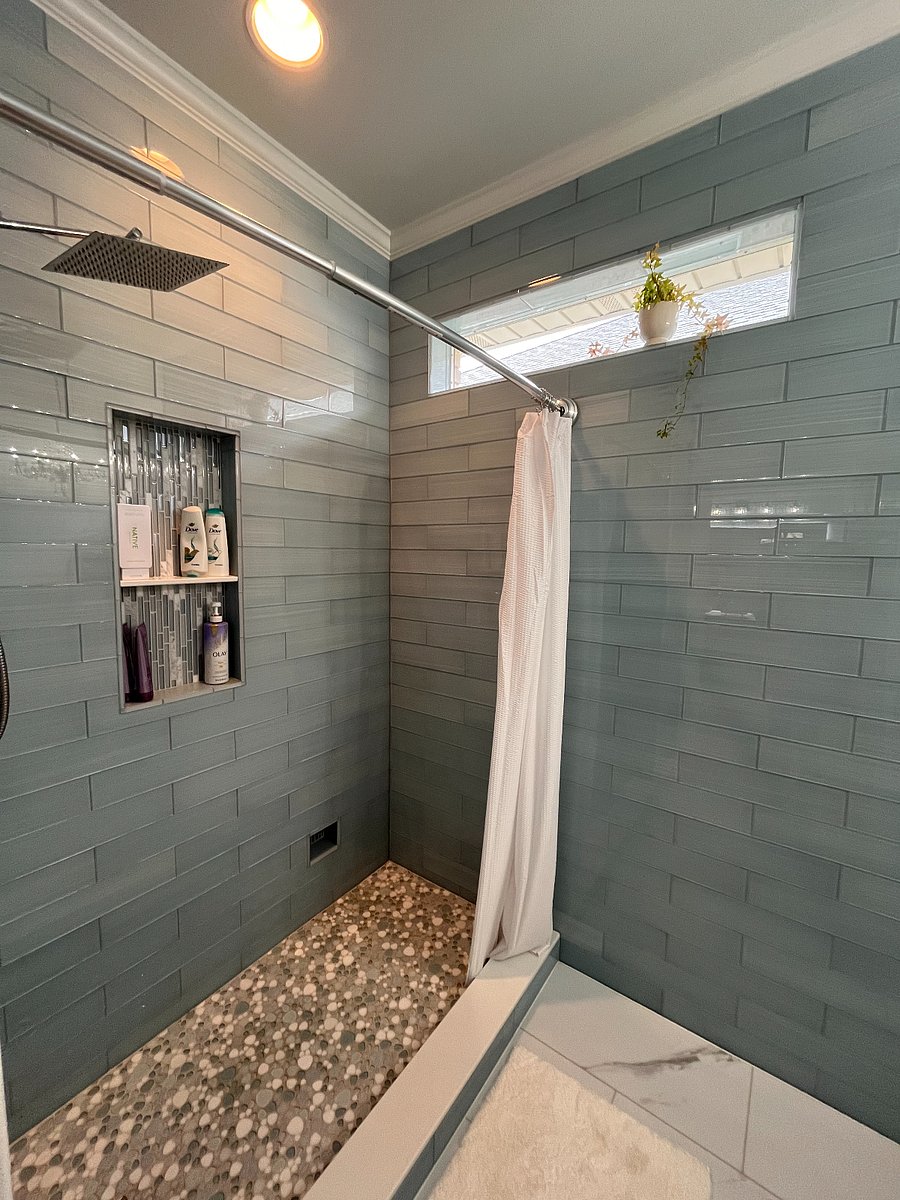 Large walk-in, glass shower
