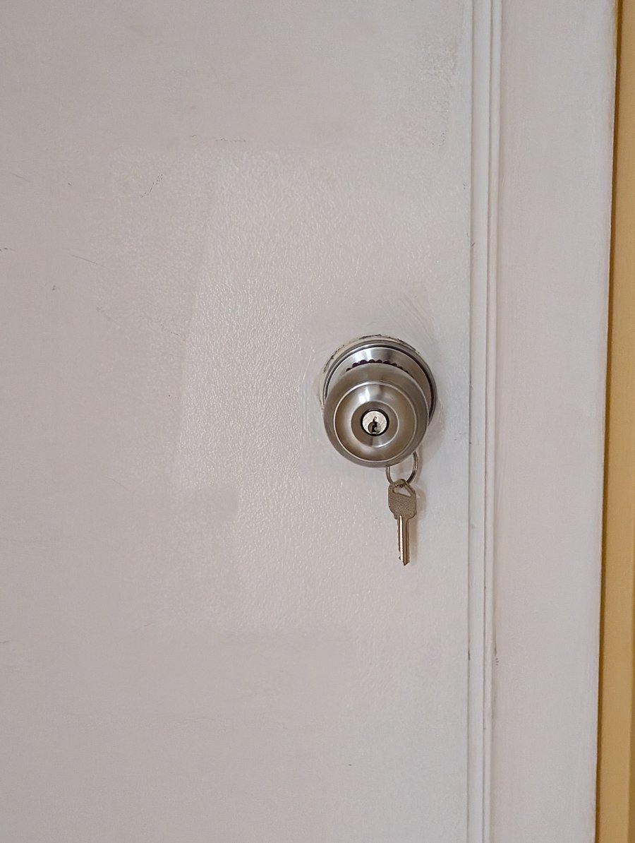 Privacy lock on bedroom door.