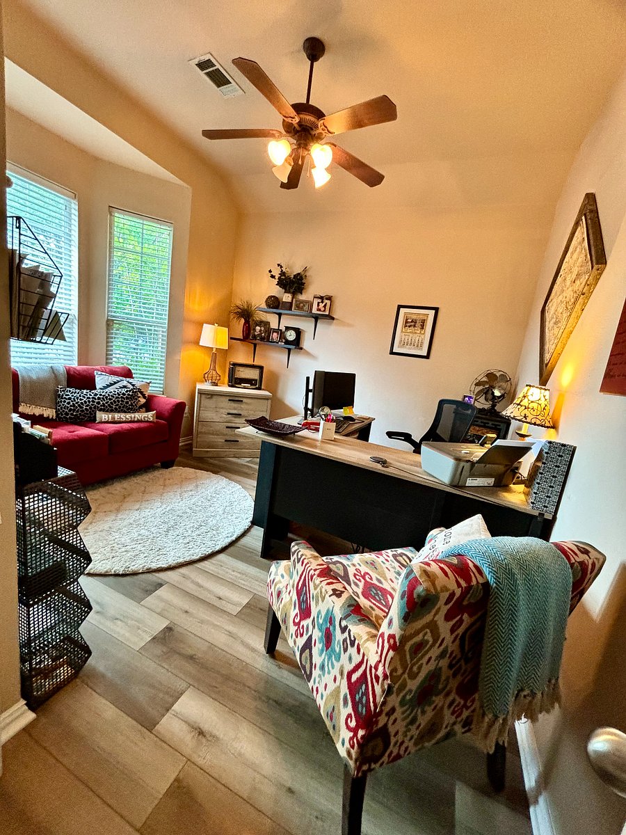 Home office with closet