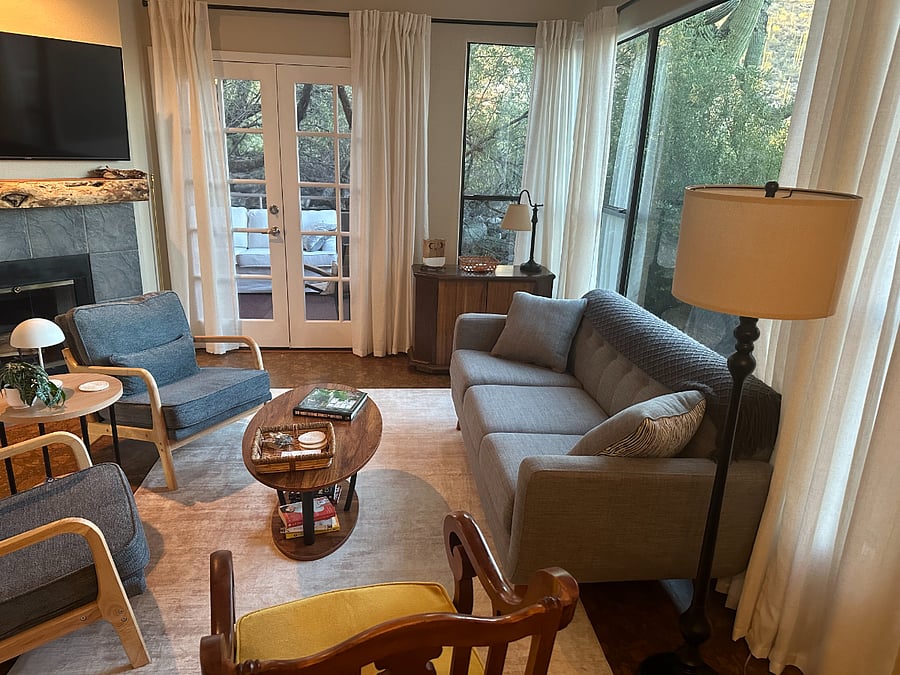 French doors from the living room to the screened in porch
