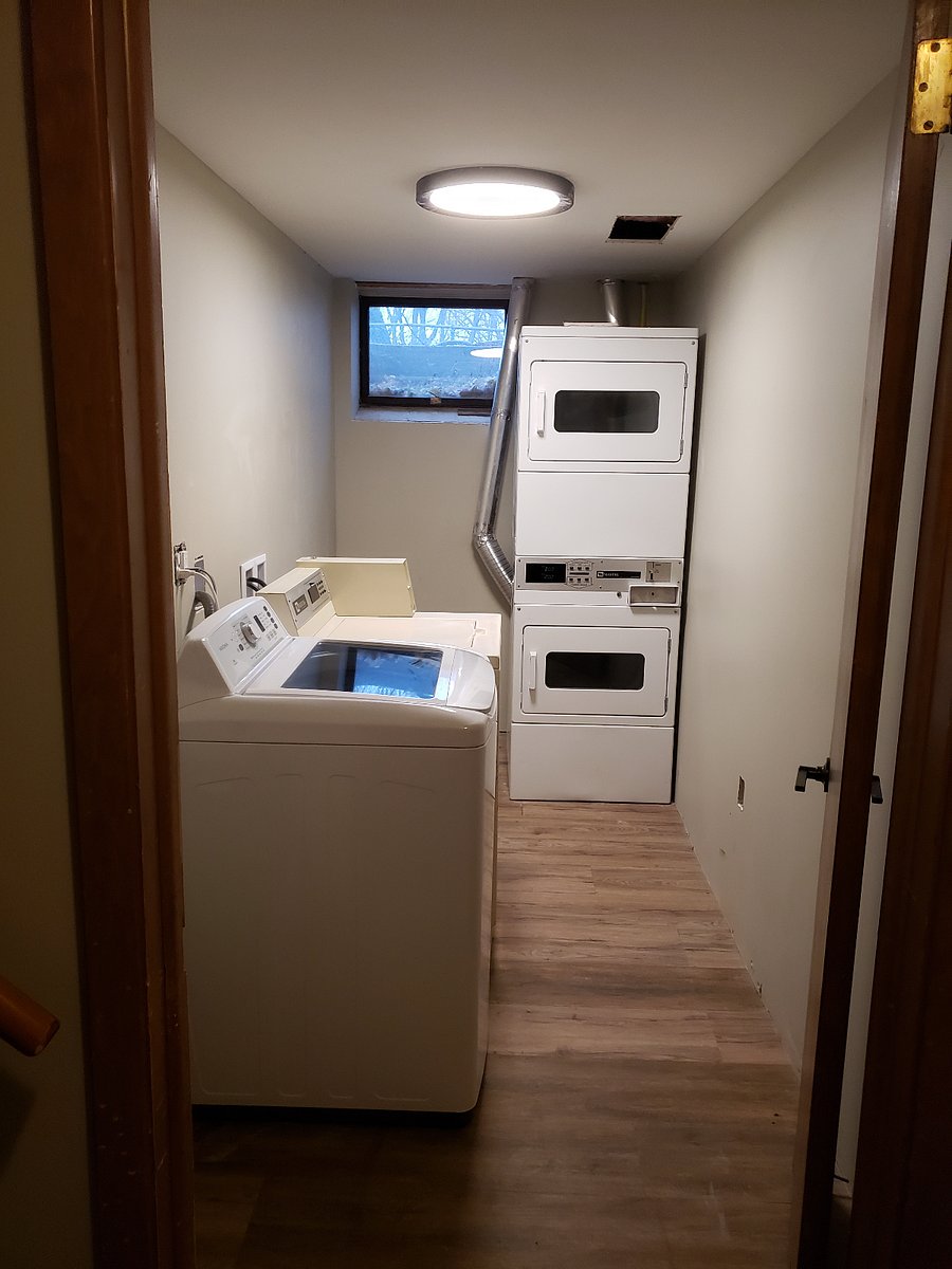 Laundry room on first floor. Open 24 hours.