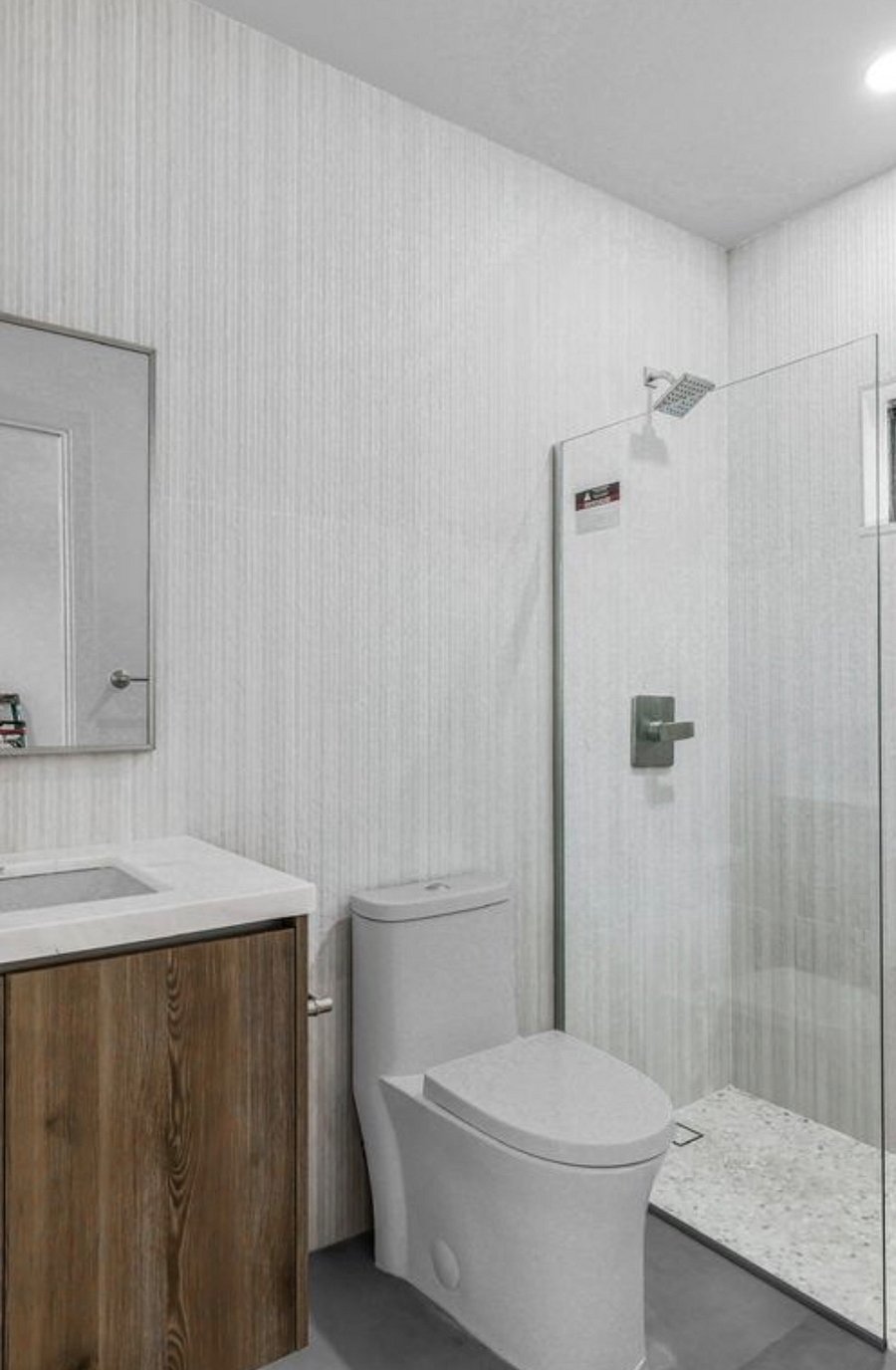 Walk in shower, full size vanity